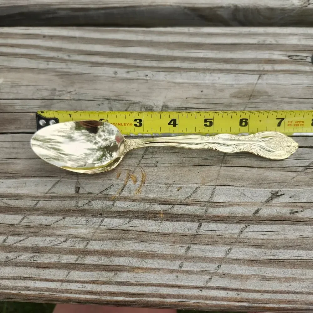 Lot 4 International Silver San Marcos Gold Electroplate Oval Soup Spoons 7 3/8